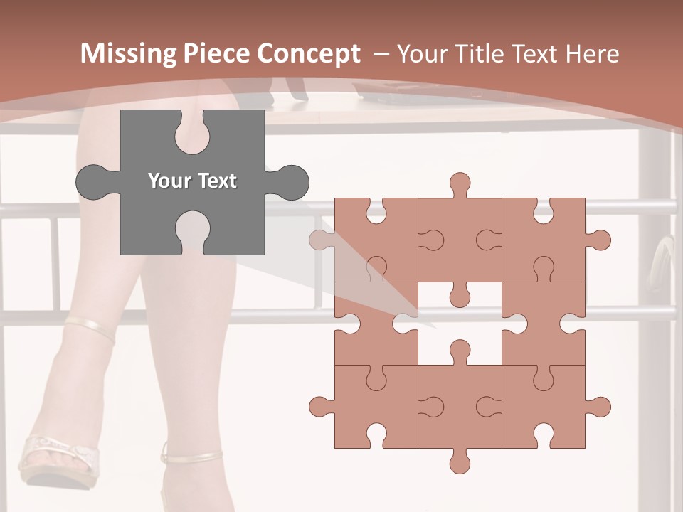 A Woman Sitting On A Desk Using A Laptop Computer PowerPoint Template