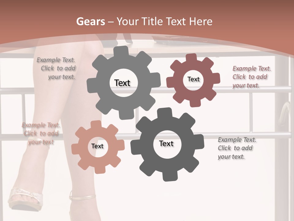 A Woman Sitting On A Desk Using A Laptop Computer PowerPoint Template