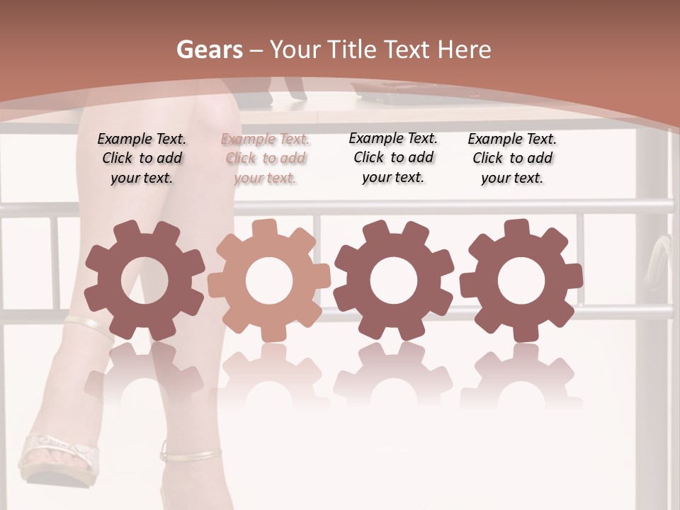 A Woman Sitting On A Desk Using A Laptop Computer PowerPoint Template