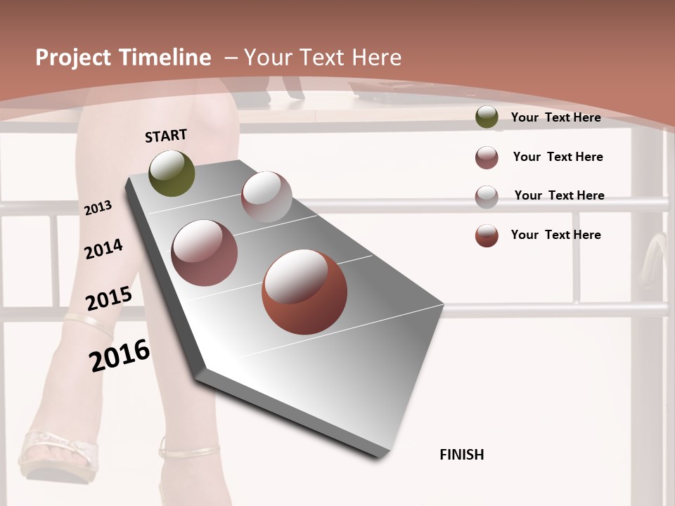 A Woman Sitting On A Desk Using A Laptop Computer PowerPoint Template