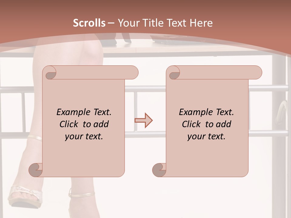 A Woman Sitting On A Desk Using A Laptop Computer PowerPoint Template