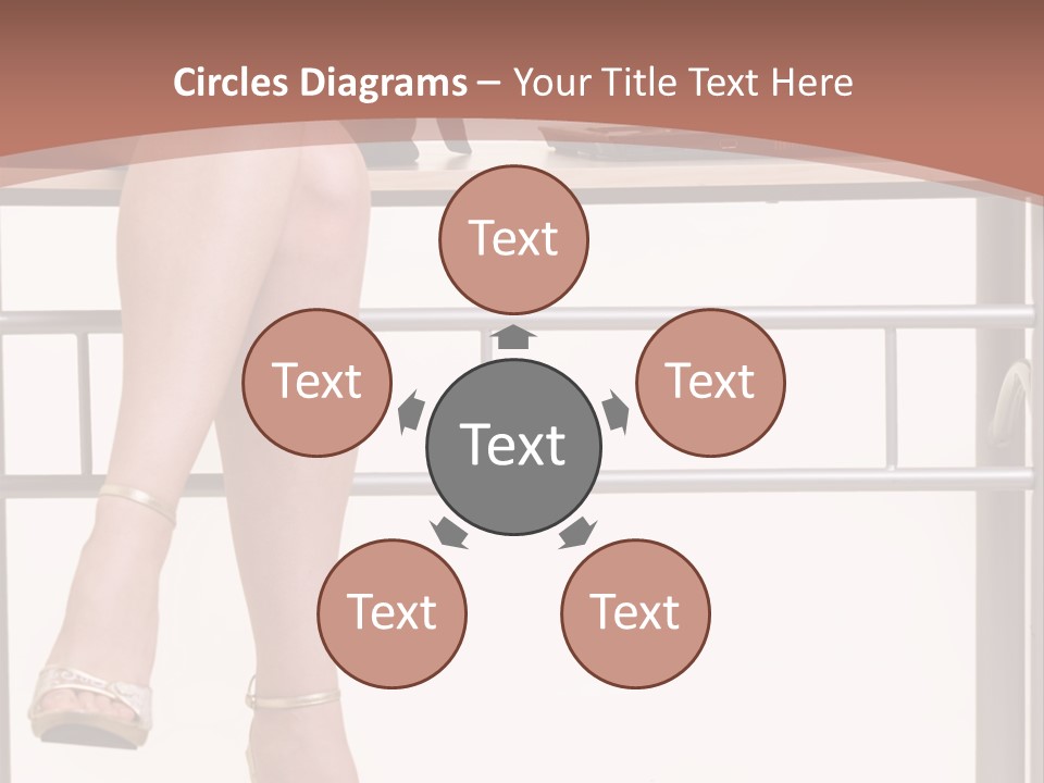 A Woman Sitting On A Desk Using A Laptop Computer PowerPoint Template