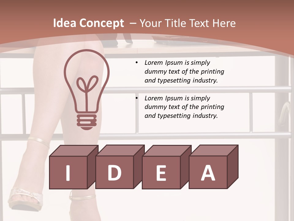 A Woman Sitting On A Desk Using A Laptop Computer PowerPoint Template