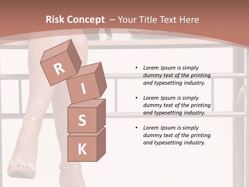 A Woman Sitting On A Desk Using A Laptop Computer PowerPoint Template