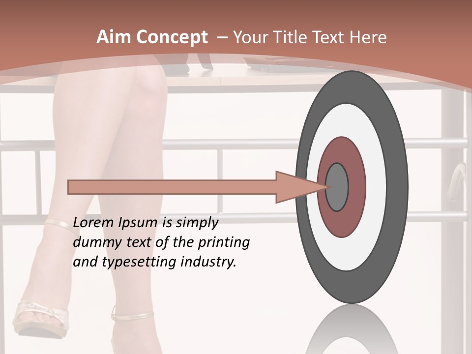 A Woman Sitting On A Desk Using A Laptop Computer PowerPoint Template