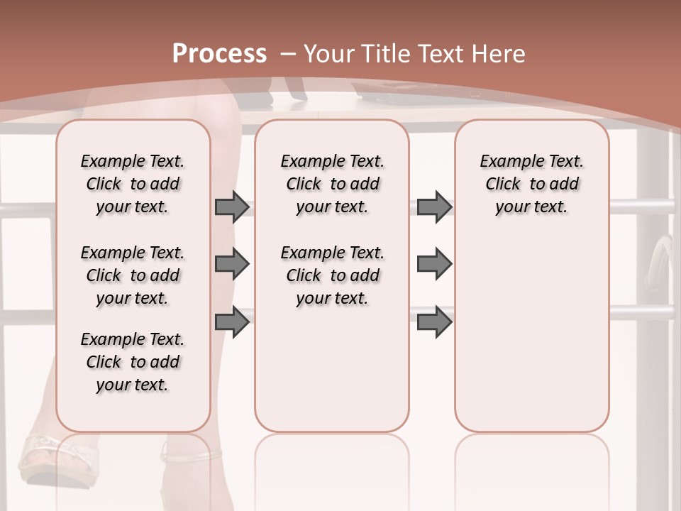 A Woman Sitting On A Desk Using A Laptop Computer PowerPoint Template