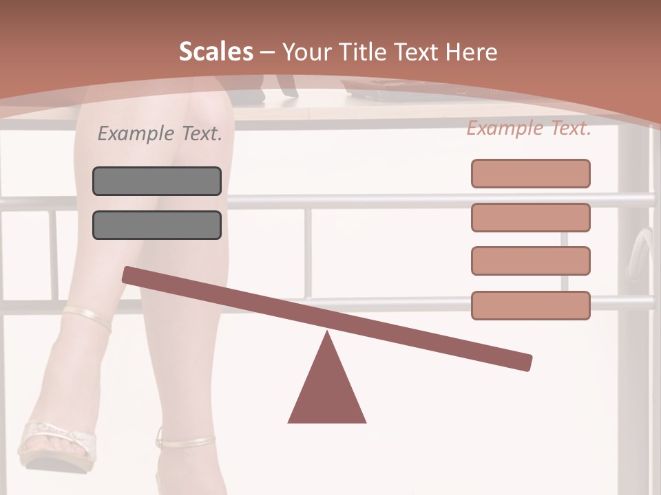 A Woman Sitting On A Desk Using A Laptop Computer PowerPoint Template