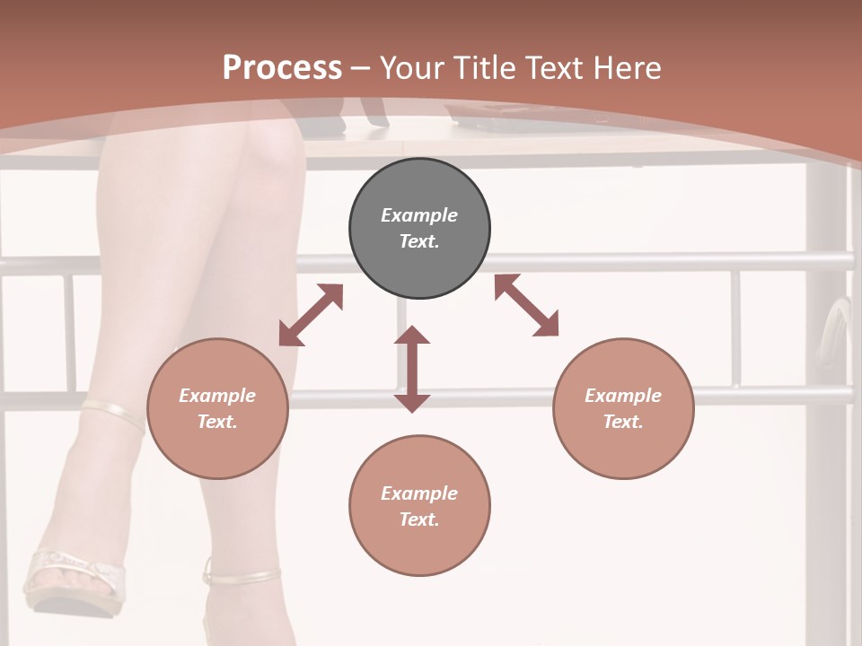 A Woman Sitting On A Desk Using A Laptop Computer PowerPoint Template