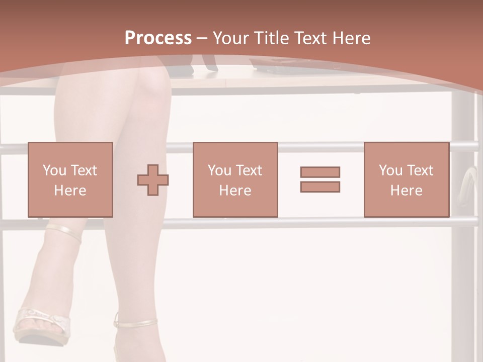 A Woman Sitting On A Desk Using A Laptop Computer PowerPoint Template
