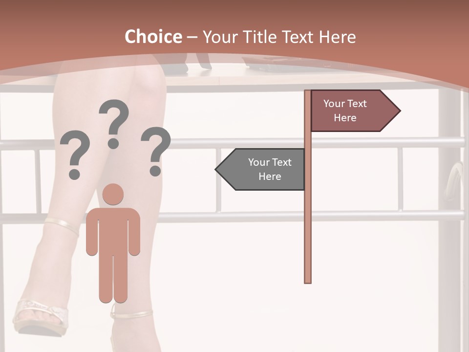 A Woman Sitting On A Desk Using A Laptop Computer PowerPoint Template