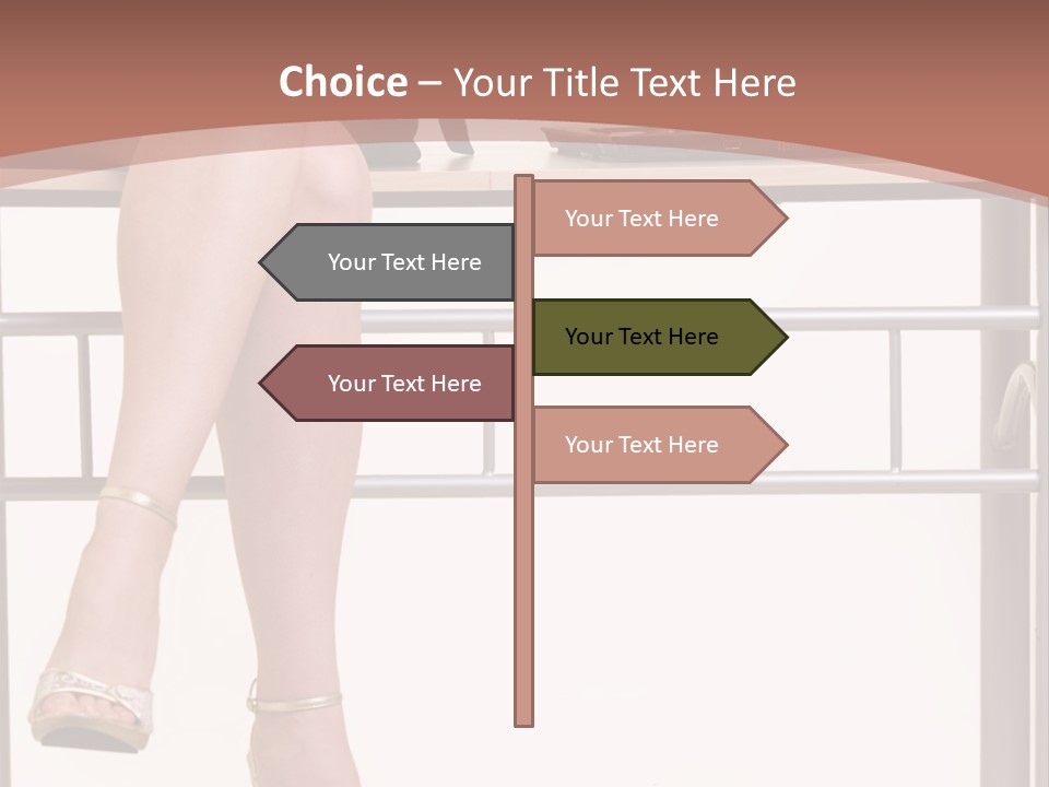 A Woman Sitting On A Desk Using A Laptop Computer PowerPoint Template