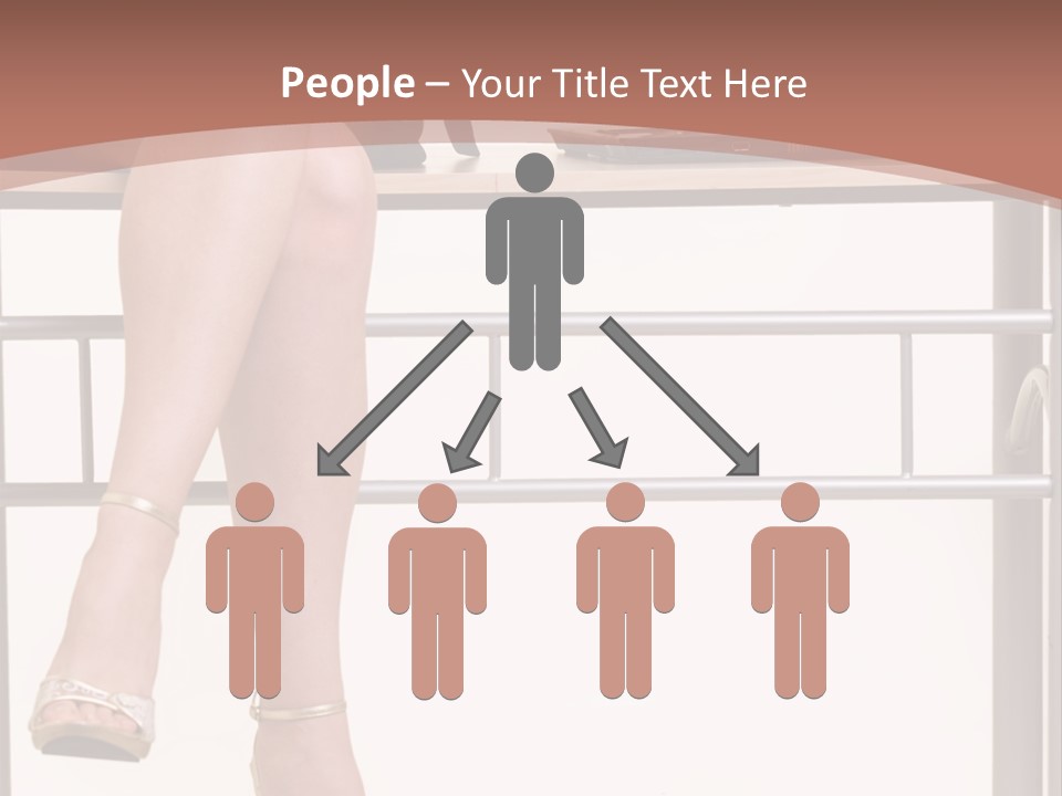 A Woman Sitting On A Desk Using A Laptop Computer PowerPoint Template