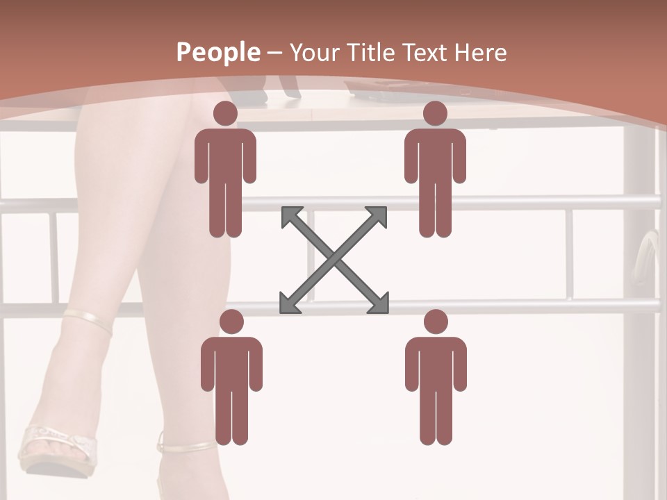 A Woman Sitting On A Desk Using A Laptop Computer PowerPoint Template