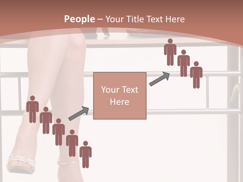 A Woman Sitting On A Desk Using A Laptop Computer PowerPoint Template