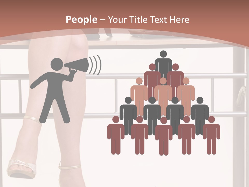 A Woman Sitting On A Desk Using A Laptop Computer PowerPoint Template