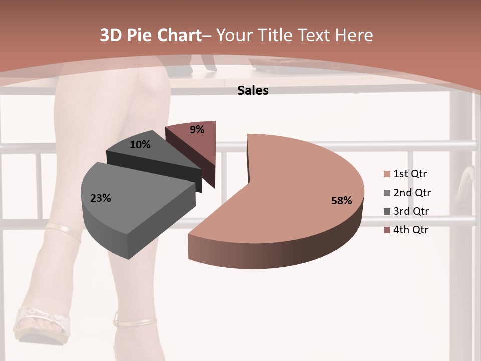 A Woman Sitting On A Desk Using A Laptop Computer PowerPoint Template