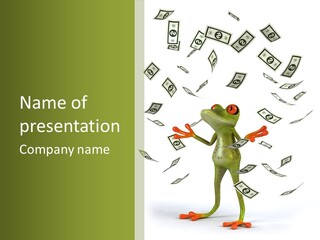 A Frog With Money Coming Out Of It's Mouth PowerPoint Template