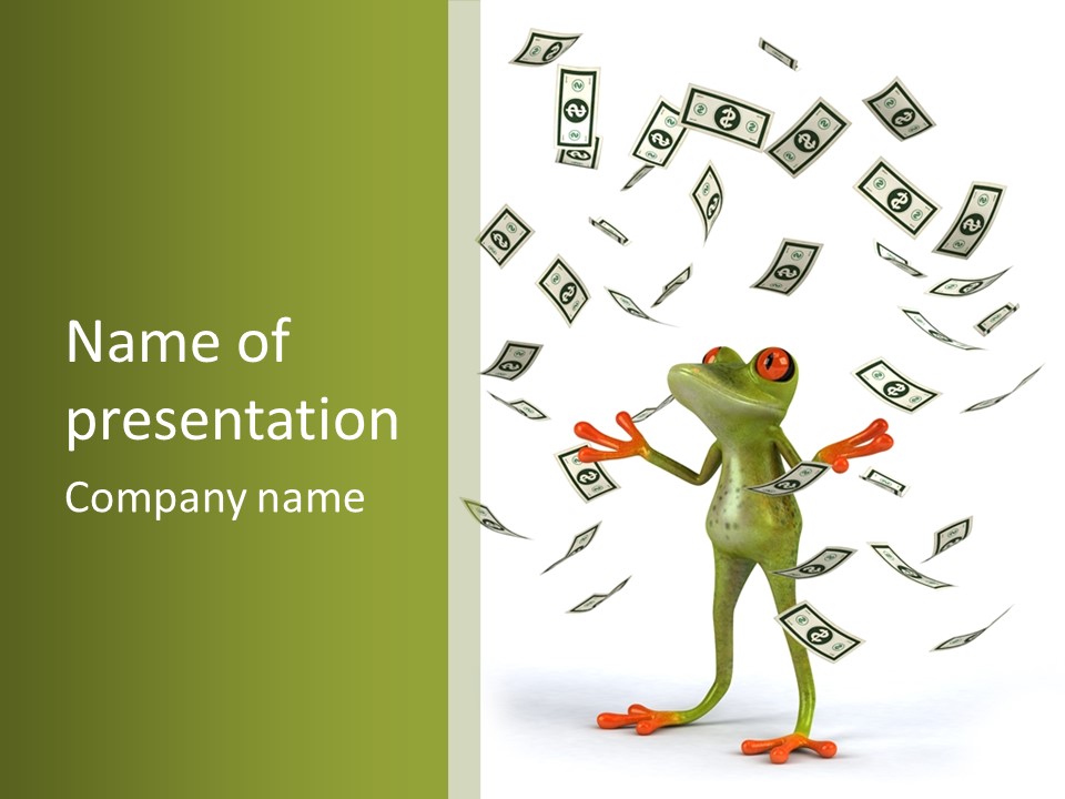 A Frog With Money Coming Out Of It's Mouth PowerPoint Template