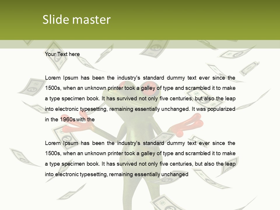 A Frog With Money Coming Out Of It's Mouth PowerPoint Template