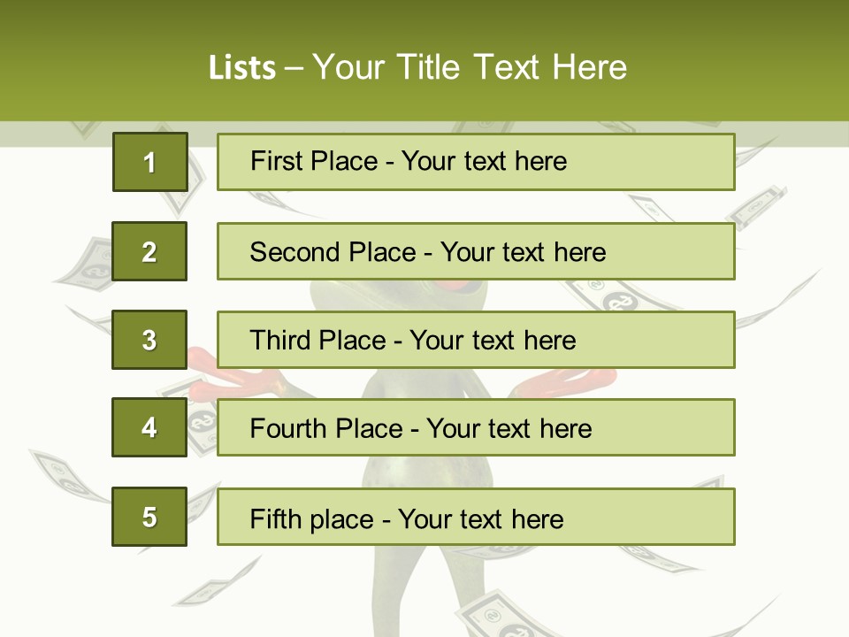 A Frog With Money Coming Out Of It's Mouth PowerPoint Template