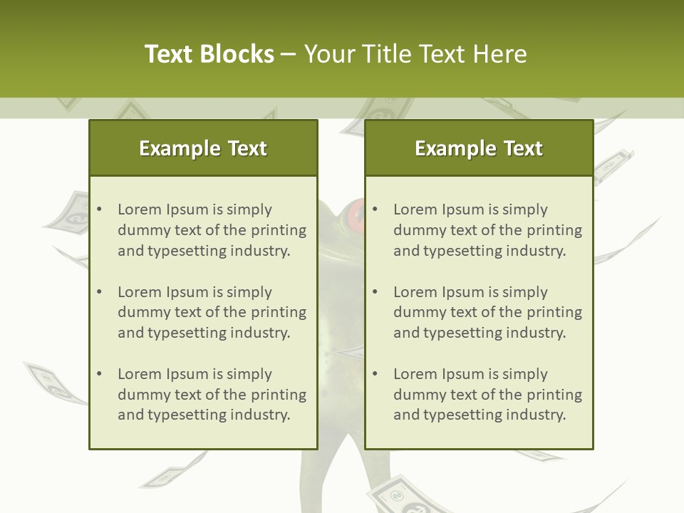 A Frog With Money Coming Out Of It's Mouth PowerPoint Template