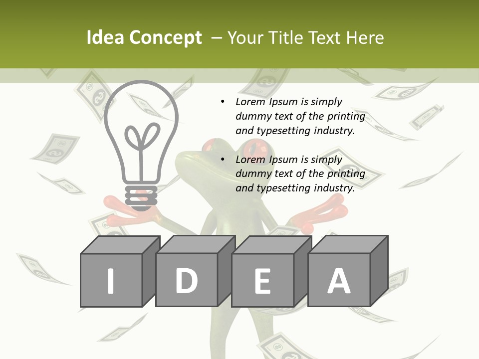 A Frog With Money Coming Out Of It's Mouth PowerPoint Template