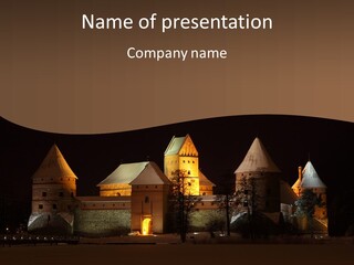 Snow Night Temple PowerPoint Template