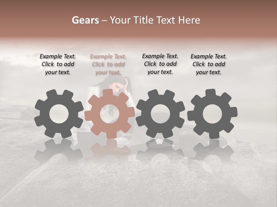 Young Notebook Woman PowerPoint Template