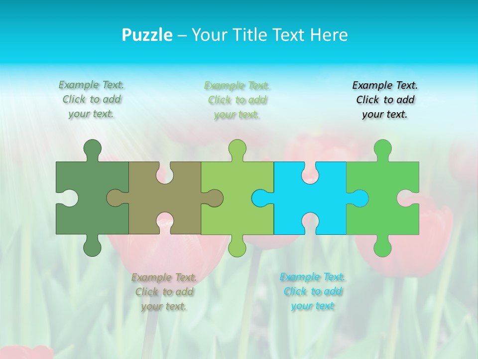 A Field Of Red Tulips With A Blue Sky In The Background PowerPoint Template