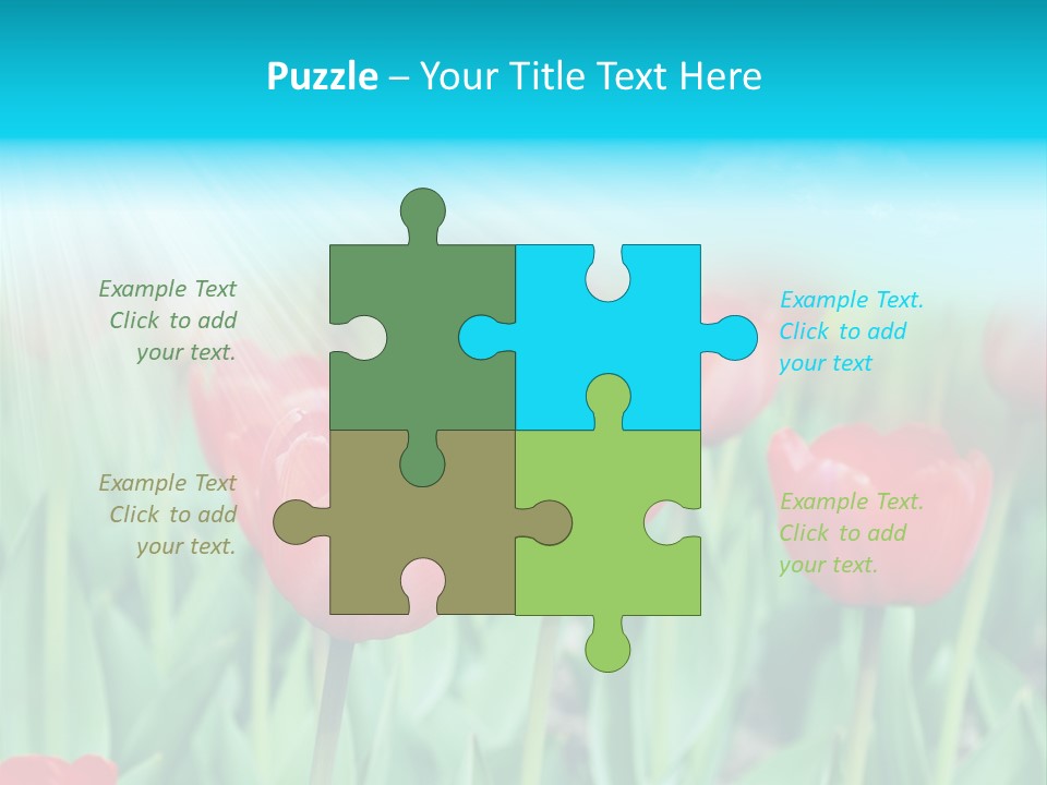 A Field Of Red Tulips With A Blue Sky In The Background PowerPoint Template