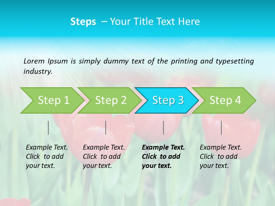 A Field Of Red Tulips With A Blue Sky In The Background PowerPoint Template