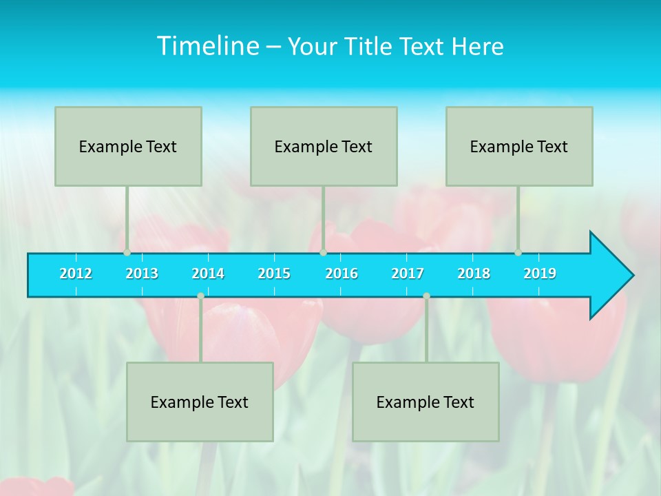 A Field Of Red Tulips With A Blue Sky In The Background PowerPoint Template