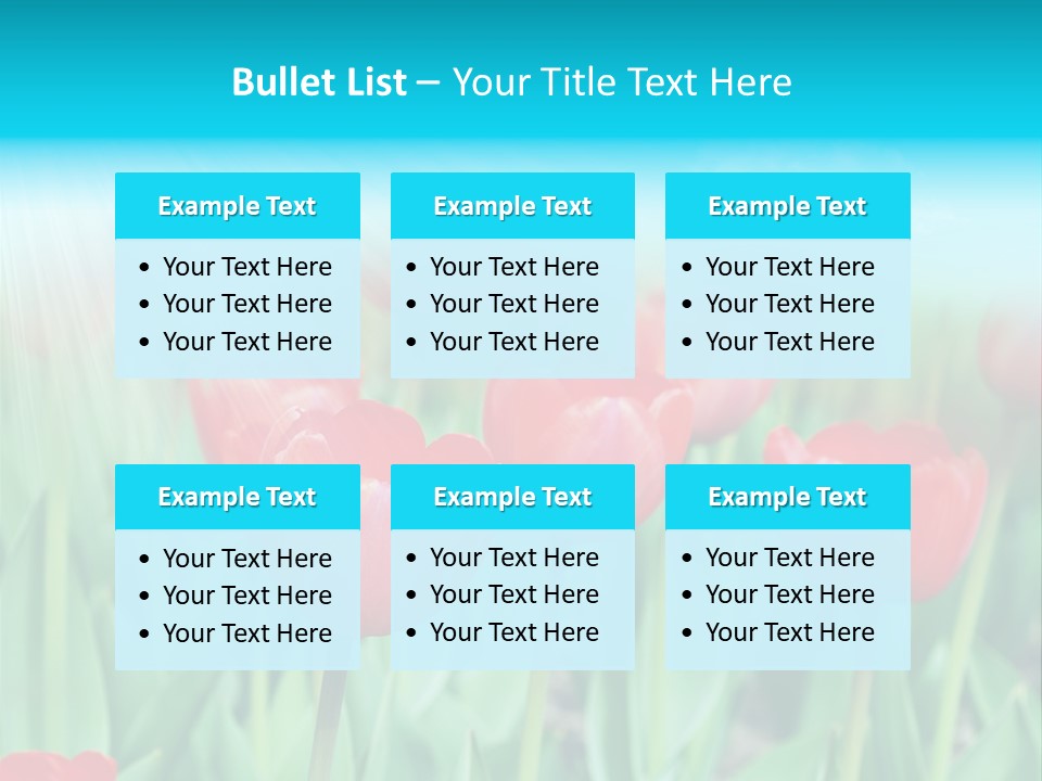 A Field Of Red Tulips With A Blue Sky In The Background PowerPoint Template