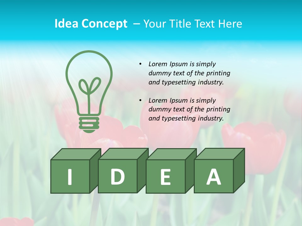 A Field Of Red Tulips With A Blue Sky In The Background PowerPoint Template