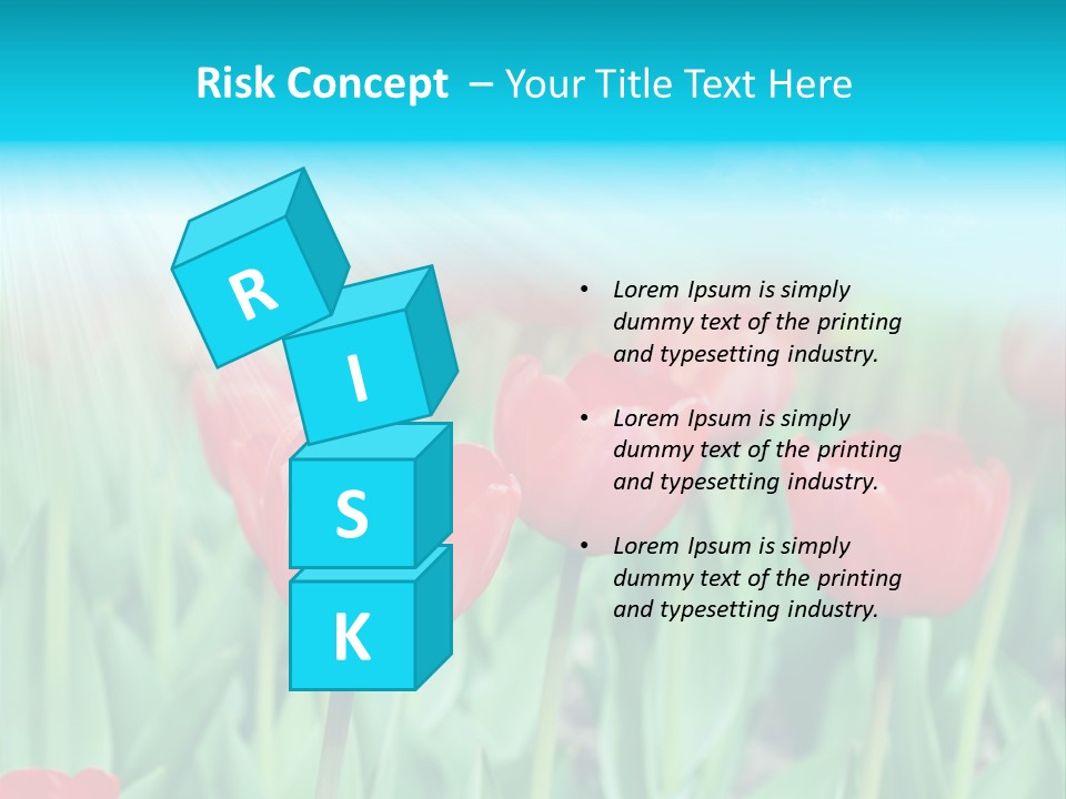 A Field Of Red Tulips With A Blue Sky In The Background PowerPoint Template