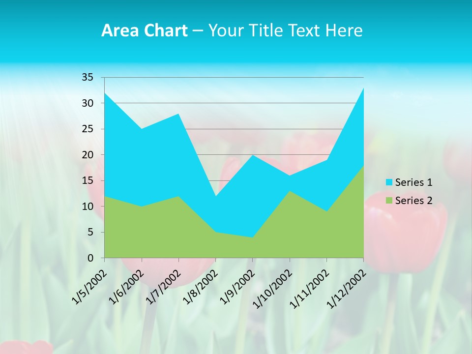 A Field Of Red Tulips With A Blue Sky In The Background PowerPoint Template