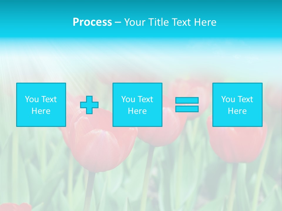 A Field Of Red Tulips With A Blue Sky In The Background PowerPoint Template