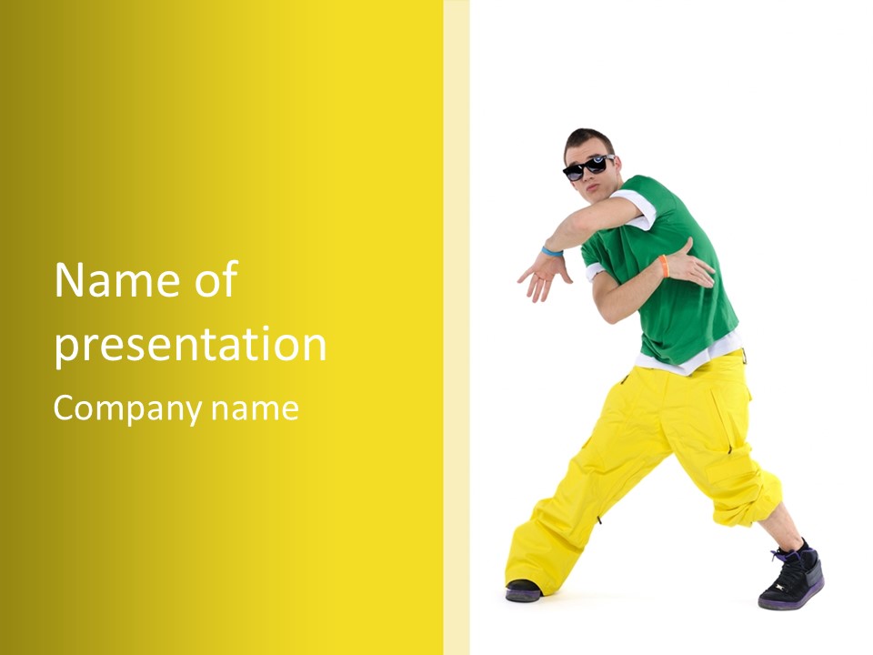 A Man In A Green Shirt And Yellow Pants PowerPoint Template
