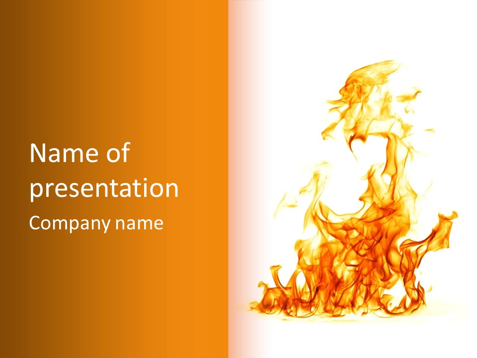 A Fire Is Shown With A White Background PowerPoint Template