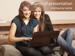 People Happy Girlfriends PowerPoint Template