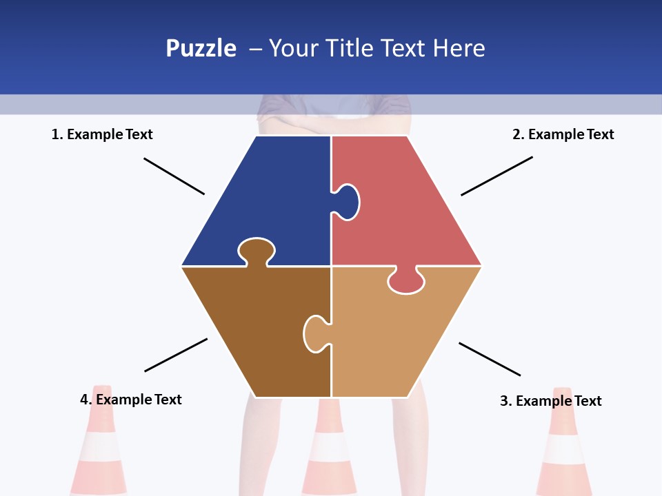 A Woman Standing In Front Of Orange Traffic Cones PowerPoint Template