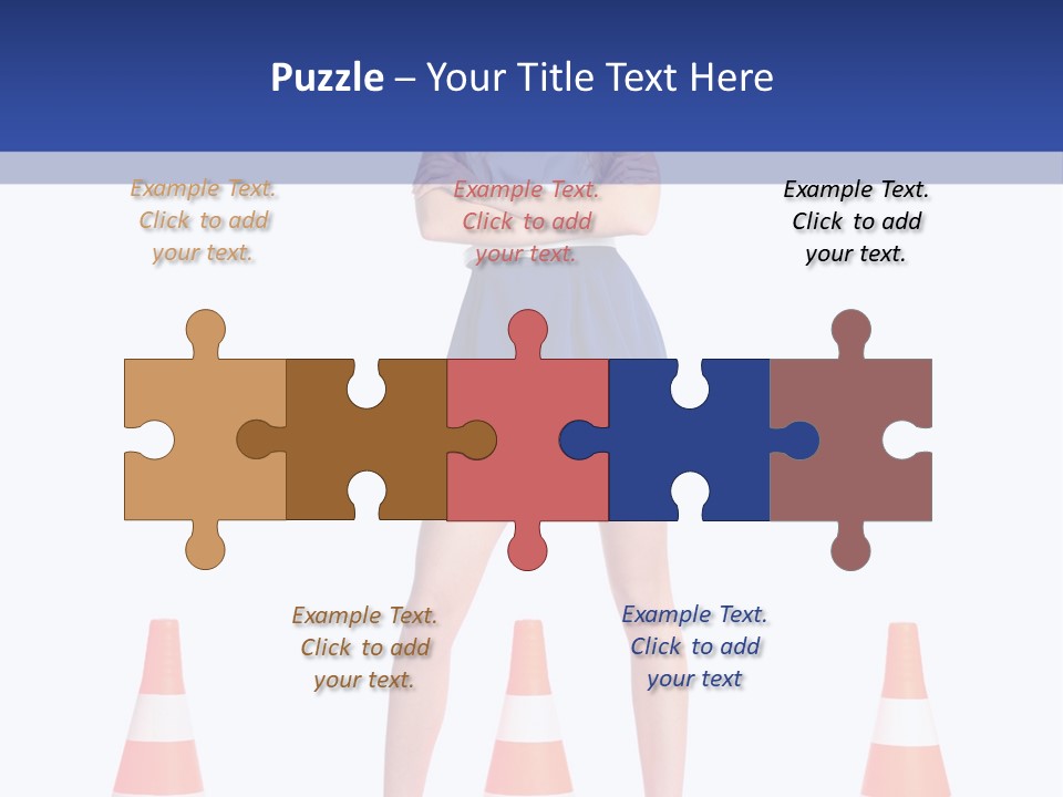 A Woman Standing In Front Of Orange Traffic Cones PowerPoint Template