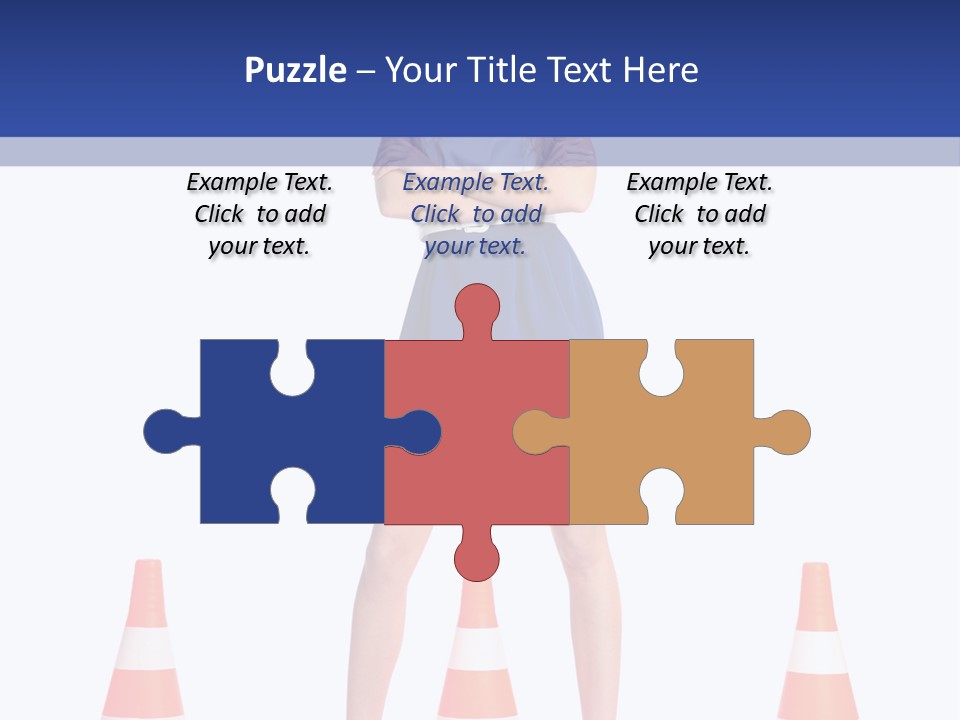 A Woman Standing In Front Of Orange Traffic Cones PowerPoint Template