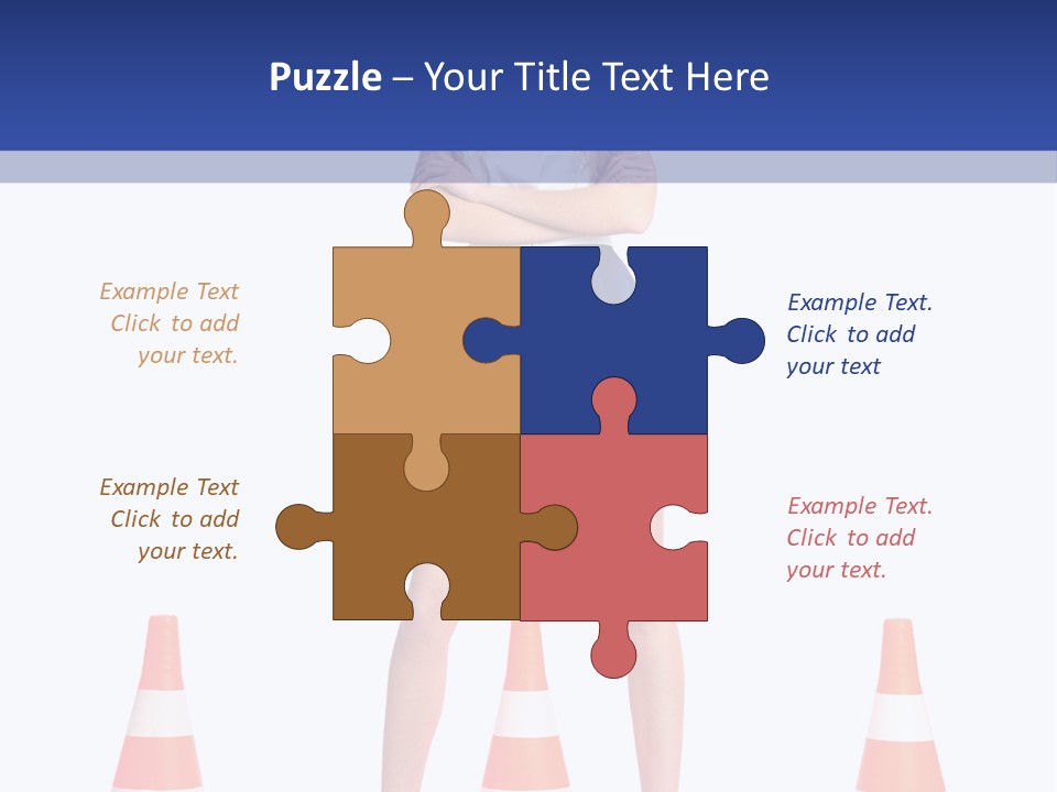 A Woman Standing In Front Of Orange Traffic Cones PowerPoint Template