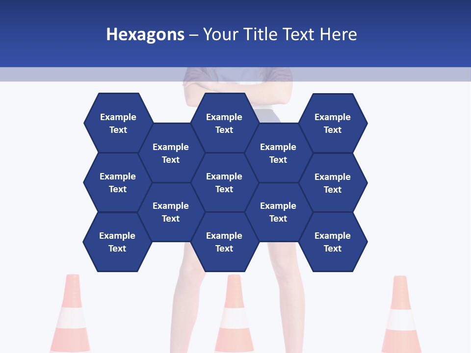 A Woman Standing In Front Of Orange Traffic Cones PowerPoint Template