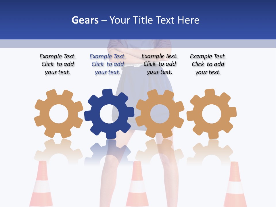 A Woman Standing In Front Of Orange Traffic Cones PowerPoint Template