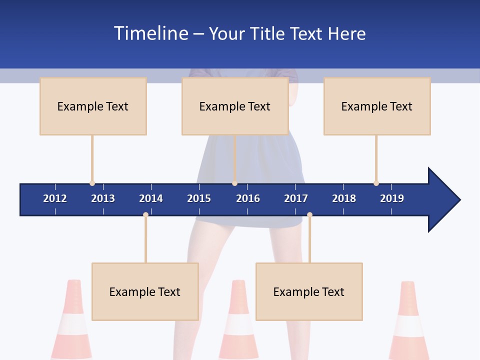 A Woman Standing In Front Of Orange Traffic Cones PowerPoint Template