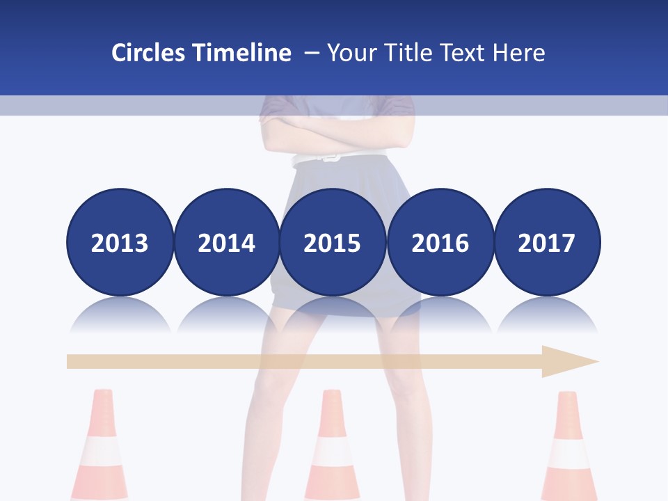 A Woman Standing In Front Of Orange Traffic Cones PowerPoint Template