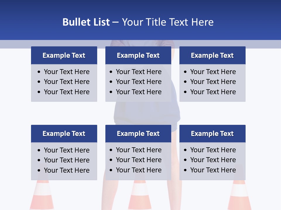 A Woman Standing In Front Of Orange Traffic Cones PowerPoint Template