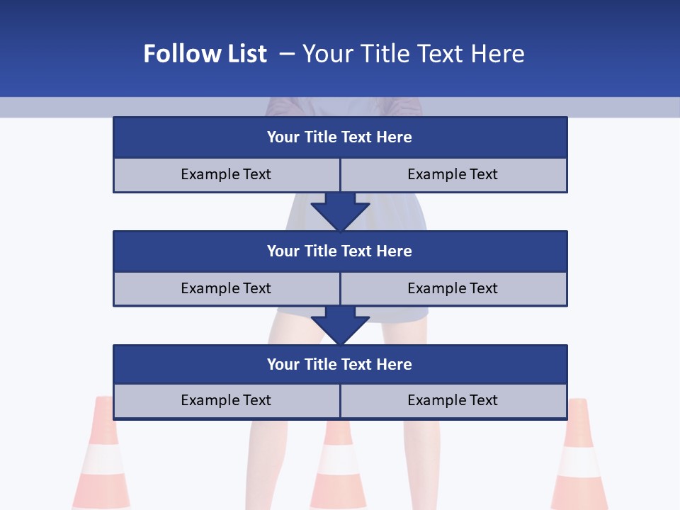 A Woman Standing In Front Of Orange Traffic Cones PowerPoint Template